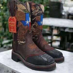 Quincy Men’s Cowboy Boots TX Lone Star Edition size embroidered/camo handcrfted